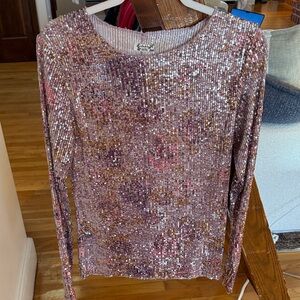 FREE PEOPLE Intimately Long Sleeve sequin Top